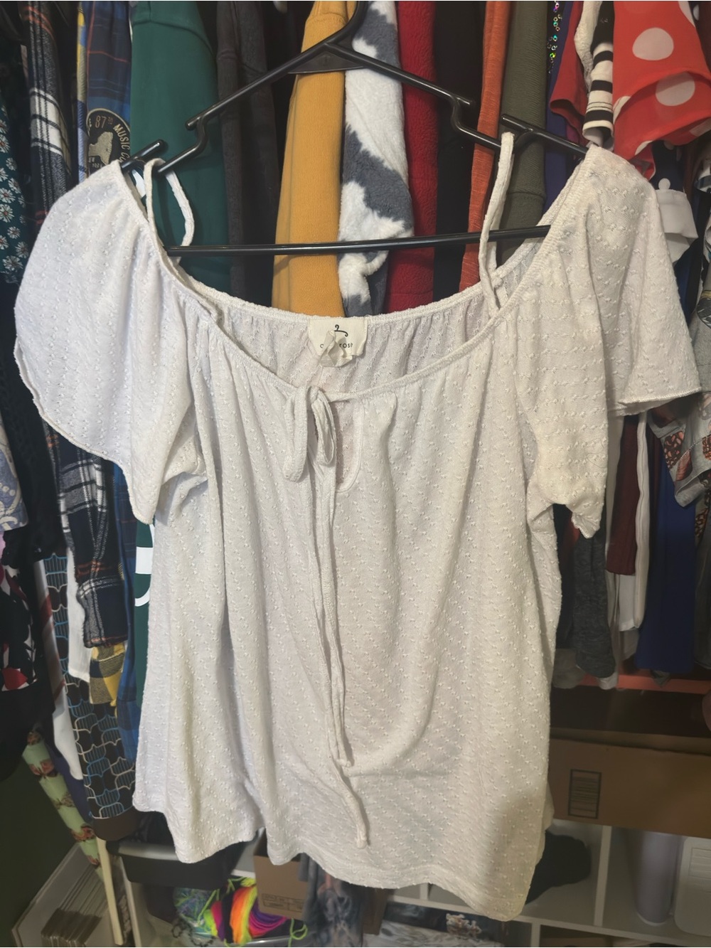 Lightweight Off-Shoulder Cream Tie-Front Camisole